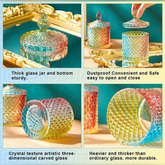 Beautiful Crystal Colorful Jar with lid. BRAND NEW 💎 - Picture 4 of 8
